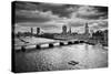 London, The Uk. Big Ben, The Palace Of Westminster In Black And White. The Icon Of England-Michal Bednarek-Stretched Canvas