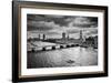 London, The Uk. Big Ben, The Palace Of Westminster In Black And White. The Icon Of England-Michal Bednarek-Framed Art Print