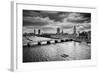 London, The Uk. Big Ben, The Palace Of Westminster In Black And White. The Icon Of England-Michal Bednarek-Framed Art Print