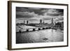 London, The Uk. Big Ben, The Palace Of Westminster In Black And White. The Icon Of England-Michal Bednarek-Framed Art Print