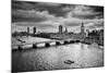 London, The Uk. Big Ben, The Palace Of Westminster In Black And White. The Icon Of England-Michal Bednarek-Mounted Art Print