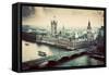 London, the Uk. Big Ben, the Palace of Westminster in Vintage, Retro Style. the Icon of England. Vi-Michal Bednarek-Framed Stretched Canvas