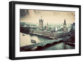 London, the Uk. Big Ben, the Palace of Westminster in Vintage, Retro Style. the Icon of England. Vi-Michal Bednarek-Framed Photographic Print