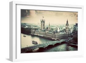 London, the Uk. Big Ben, the Palace of Westminster in Vintage, Retro Style. the Icon of England. Vi-Michal Bednarek-Framed Photographic Print