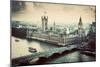London, the Uk. Big Ben, the Palace of Westminster in Vintage, Retro Style. the Icon of England. Vi-Michal Bednarek-Mounted Photographic Print