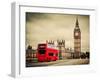 London, the Uk. Red Bus in Motion and Big Ben, the Palace of Westminster. the Icons of England in V-Michal Bednarek-Framed Photographic Print