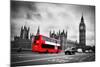 London, the Uk. Red Bus in Motion and Big Ben, the Palace of Westminster. the Icons of England-Michal Bednarek-Mounted Photographic Print
