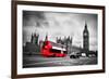 London, the Uk. Red Bus in Motion and Big Ben, the Palace of Westminster. the Icons of England-Michal Bednarek-Framed Photographic Print