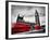 London, the Uk. Red Buses in Motion and Big Ben, the Palace of Westminster. the Icons of England In-Michal Bednarek-Framed Photographic Print