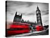 London, the Uk. Red Buses in Motion and Big Ben, the Palace of Westminster. the Icons of England In-Michal Bednarek-Stretched Canvas