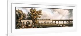 London to Greenwich Railroad Showing the Viaduct, Engineered by George Landman (Colour Litho)-English-Framed Premium Giclee Print