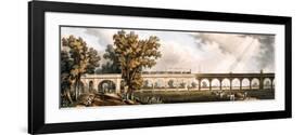 London to Greenwich Railroad Showing the Viaduct, Engineered by George Landman (Colour Litho)-English-Framed Premium Giclee Print