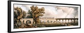 London to Greenwich Railroad Showing the Viaduct, Engineered by George Landman (Colour Litho)-English-Framed Premium Giclee Print