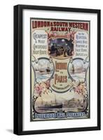 London to Paris Poster, London and South Western Railway-null-Framed Premium Giclee Print
