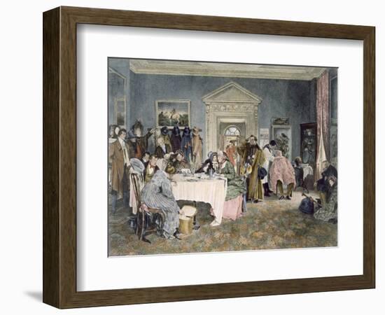 London to York - Time's Up! - an Incident in the Old Coaching Days, Published 1897 (Aquatint)-Walter Dendy Sadler-Framed Giclee Print