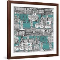 London Toile Blue-Sharon Turner-Framed Art Print