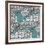 London Toile Blue-Sharon Turner-Framed Art Print