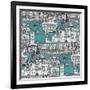 London Toile Blue-Sharon Turner-Framed Art Print