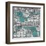 London Toile Blue-Sharon Turner-Framed Art Print