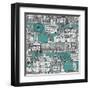 London Toile Blue-Sharon Turner-Framed Art Print