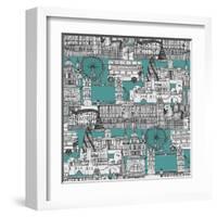 London Toile Blue-Sharon Turner-Framed Art Print