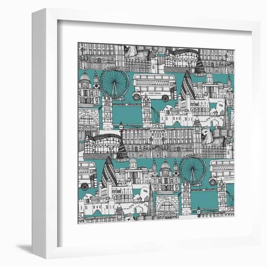 London Toile Blue-Sharon Turner-Framed Art Print