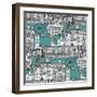 London Toile Blue-Sharon Turner-Framed Art Print