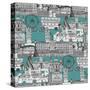 London Toile Blue-Sharon Turner-Stretched Canvas