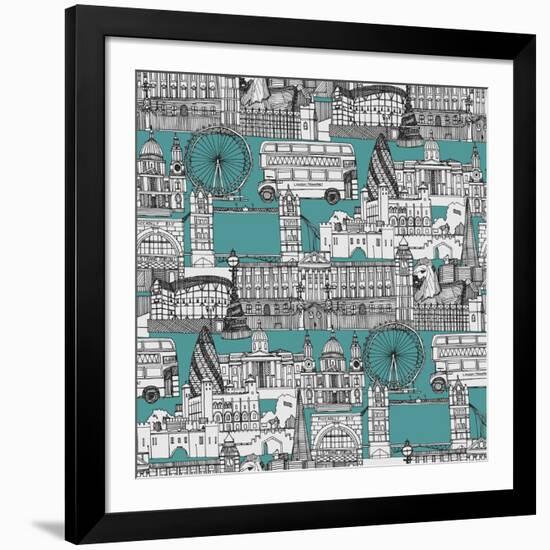 London Toile Blue-Sharon Turner-Framed Art Print