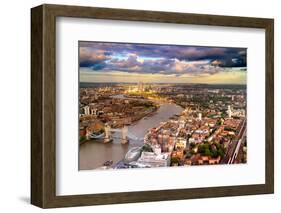 London Tower Bridge and Canery Wharf Skyline-Yolfran-Framed Photographic Print