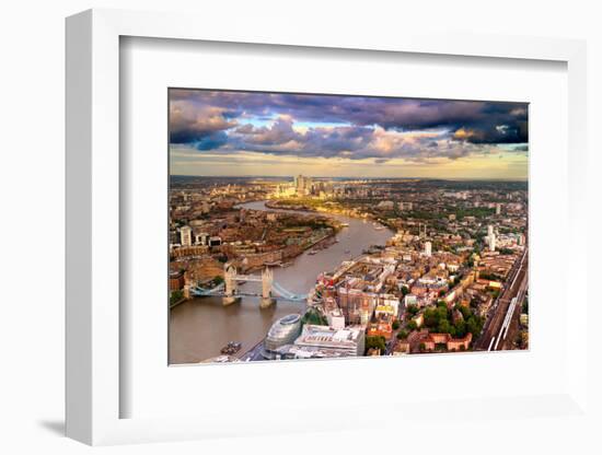 London Tower Bridge and Canery Wharf Skyline-Yolfran-Framed Photographic Print