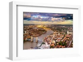 London Tower Bridge and Canery Wharf Skyline-Yolfran-Framed Photographic Print