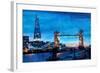 London Tower Bridge and The Shard at Dusk-Markus Bleichner-Framed Art Print