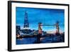 London Tower Bridge and The Shard at Dusk-Markus Bleichner-Framed Art Print