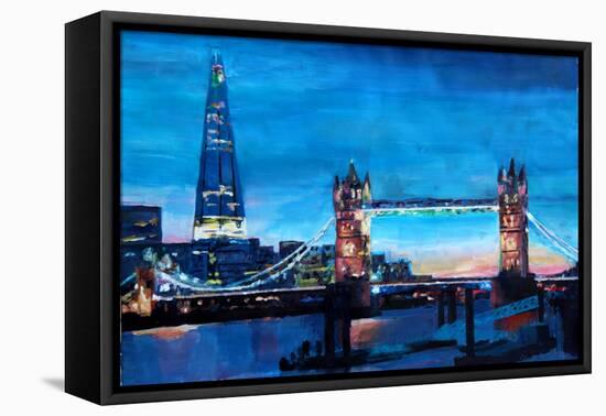 London Tower Bridge and The Shard at Dusk-Markus Bleichner-Framed Stretched Canvas