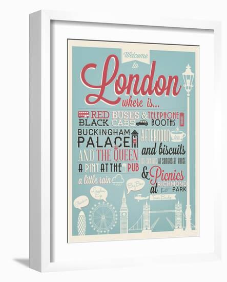 London Typographical Background-Melindula-Framed Art Print