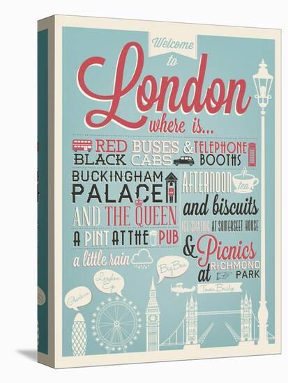 London Typographical Background-Melindula-Stretched Canvas