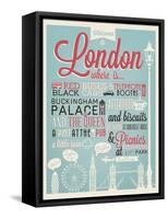 London Typographical Background-Melindula-Framed Stretched Canvas