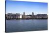 London, UK - MARCH 16, 2014: Greenwich View and River Thames from Docklands-IR Stone-Stretched Canvas