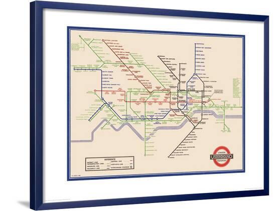 Framed London Underground Map London Underground Map, Harry Beck, 1933' Print - Transport For London |  Allposters.com