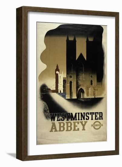 London Underground Poster Featuring Westminster Abbey, 1934-null-Framed Giclee Print