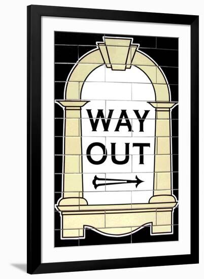 London Underground Way Out Sign RetroMetro-null-Framed Art Print