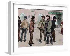 London. Unemployed Workers Who Participated in the Meeting and Raide Stores Picadilly, 1886-null-Framed Giclee Print