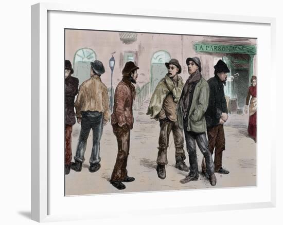 London. Unemployed Workers Who Participated in the Meeting and Raide Stores Picadilly, 1886-null-Framed Giclee Print