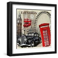 London Vintage Poster.-AXpop-Framed Art Print