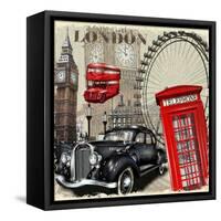 London Vintage Poster.-AXpop-Framed Stretched Canvas