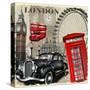London Vintage Poster.-AXpop-Stretched Canvas