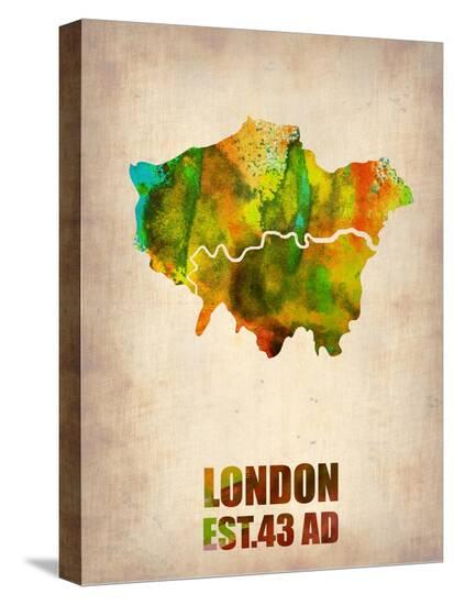 London Watercolor Map 1-NaxArt-Stretched Canvas