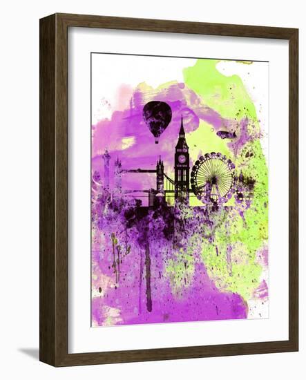 London Watercolor Skyline 1-NaxArt-Framed Art Print