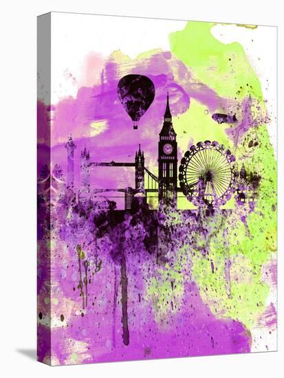 London Watercolor Skyline 1-NaxArt-Stretched Canvas